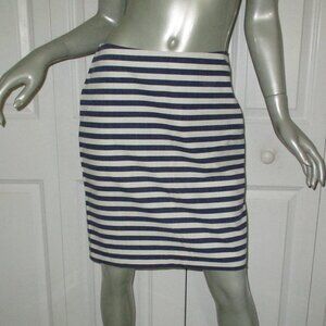 TALBOTS Blue & White Striped Distressed Look Skirt NWT